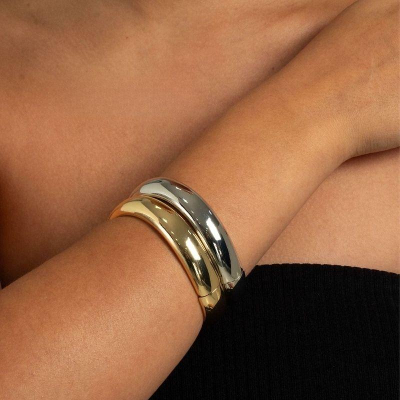 PULSEIRA BRACELETE LISO EM BANHO DE OURO 18K