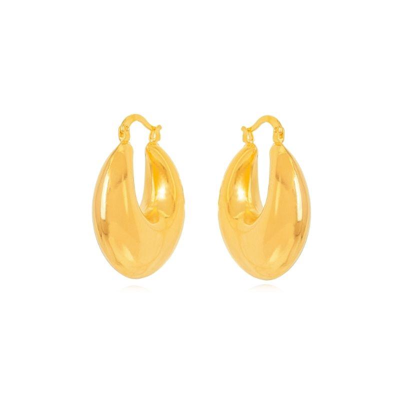 BRINCO ARGOLA LISA EM BANHO DE OURO 18K