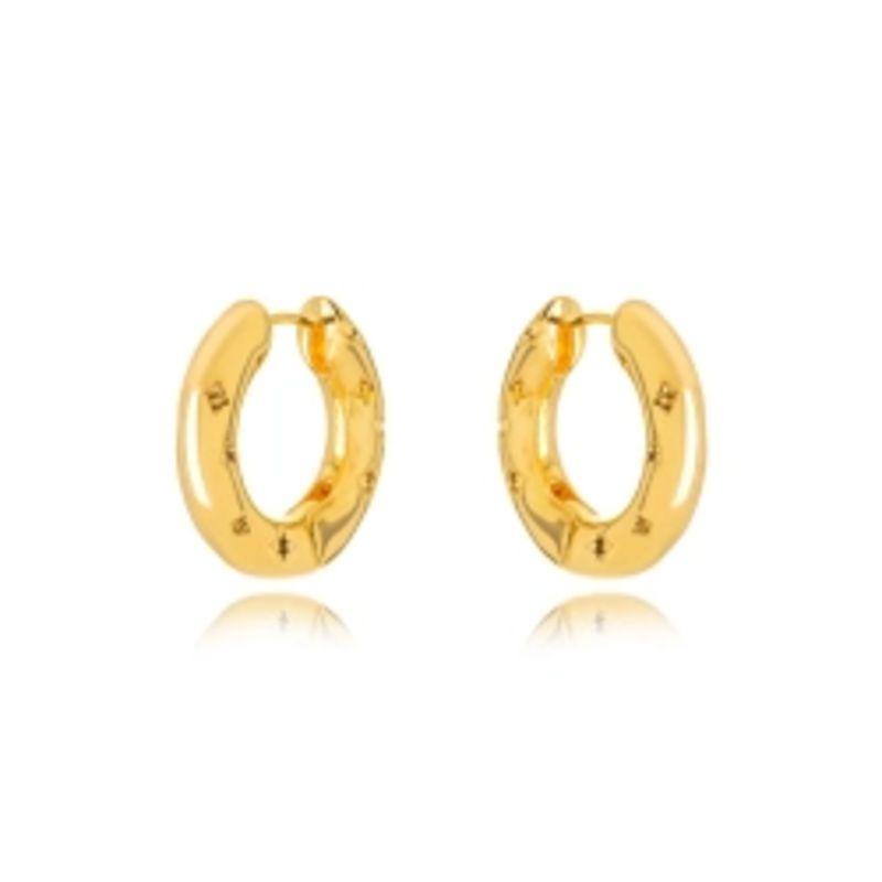 BRINCO ARGOLA DETALHADA LISA EM BANHO DE OURO 18K