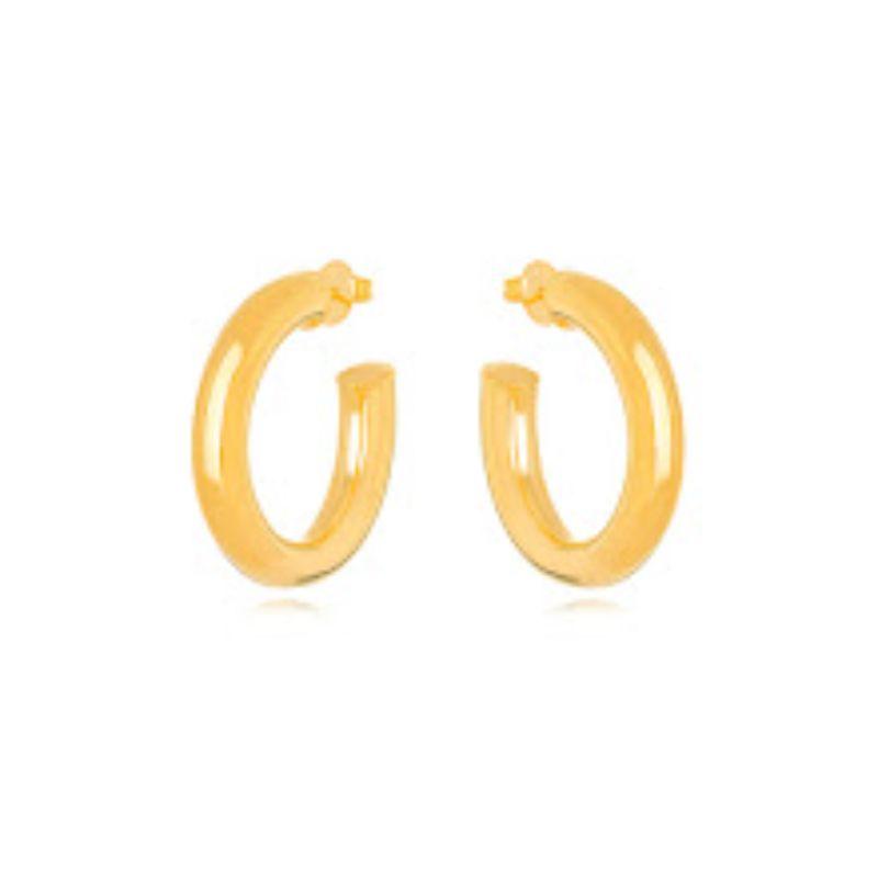 BRINCO ARGOLA LISA EM BANHO DE OURO 18K