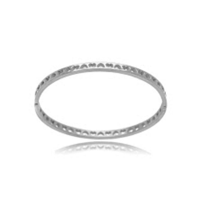 PULSEIRA BRACELETE CORAÇÃO VAZADO EM BANHO DE RÓDIO BRANCO