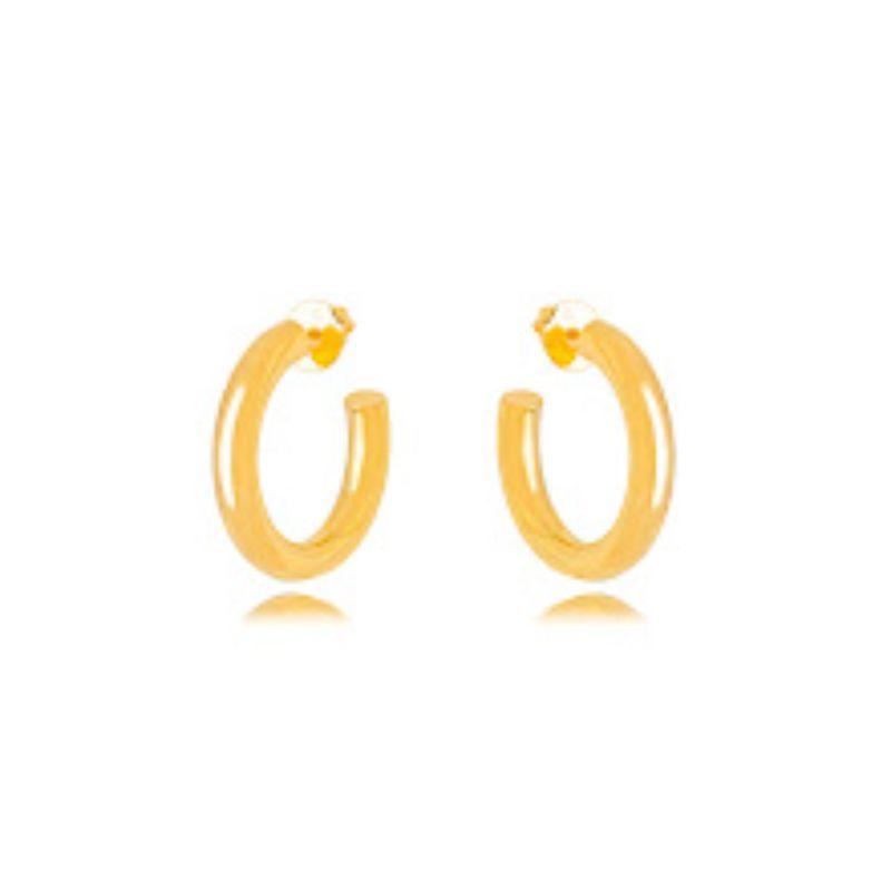 BRINCO ARGOLA LISA EM BANHO DE OURO 18K