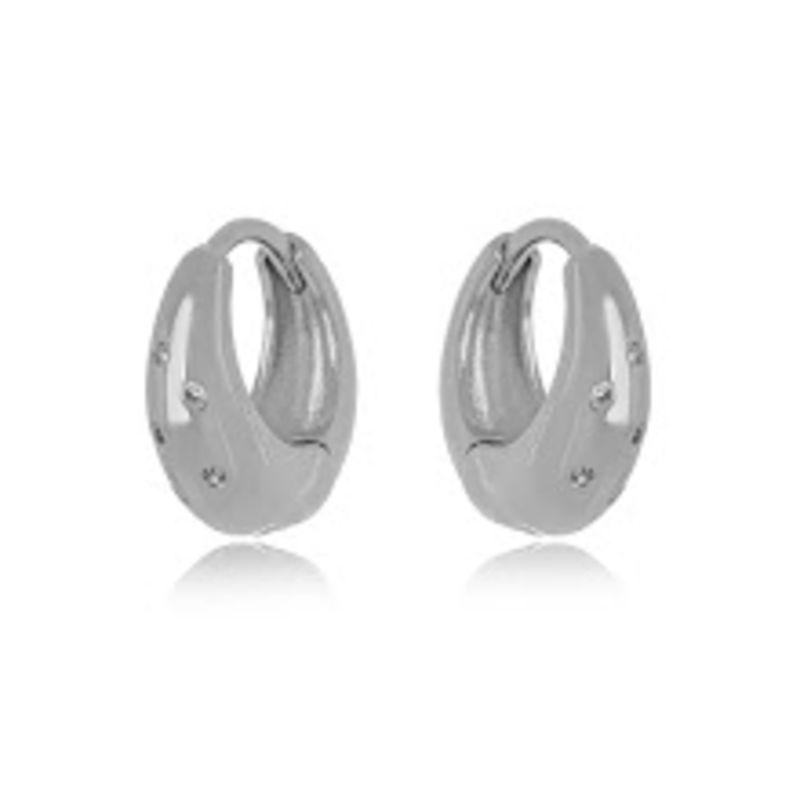 BRINCO ARGOLA MICRO ZIRCÔNIA EM BANHO DE RÓDIO BRANCO