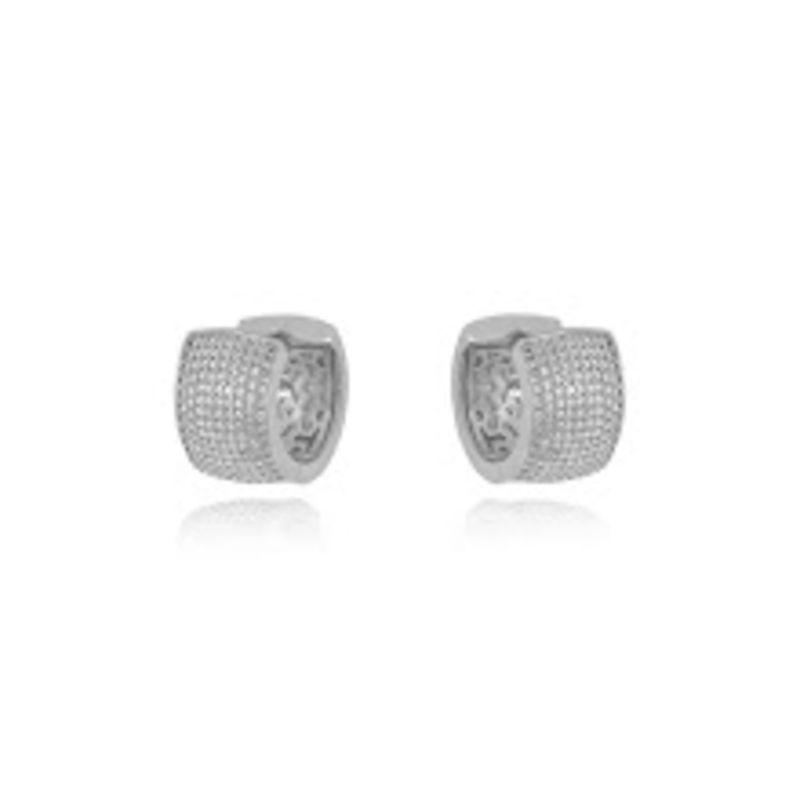 BRINCO ARGOLA MICRO ZIRCÔNIA EM BANHO DE RÓDIO BRANCO