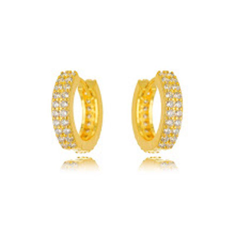 BRINCO ARGOLA MICRO ZIRCÔNIA EM BANHO DE OURO 18K