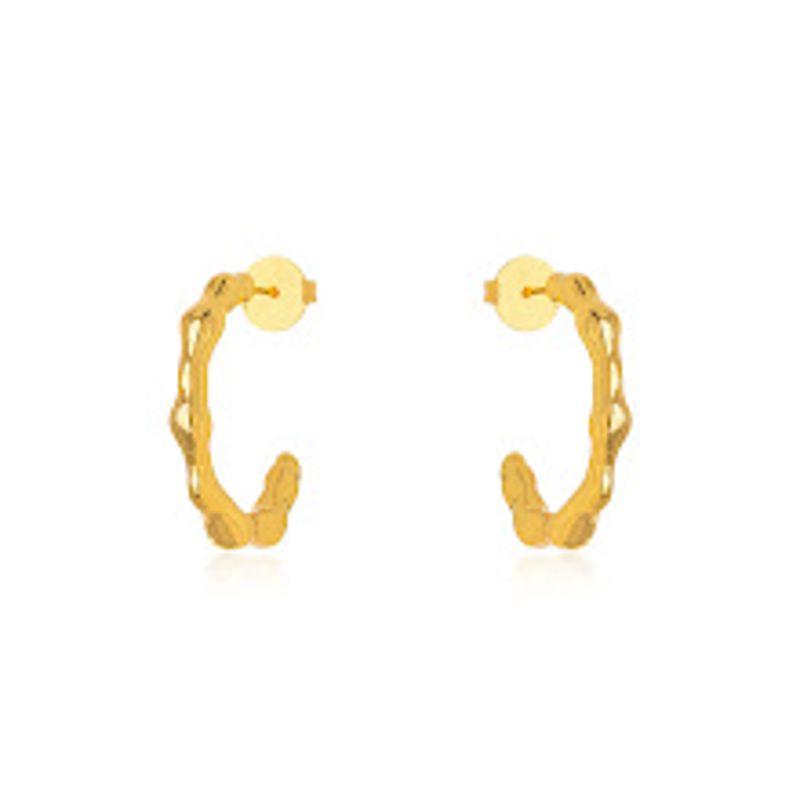 BRINCO ARGOLA ORGÂNICO EM BANHO DE OURO 18K