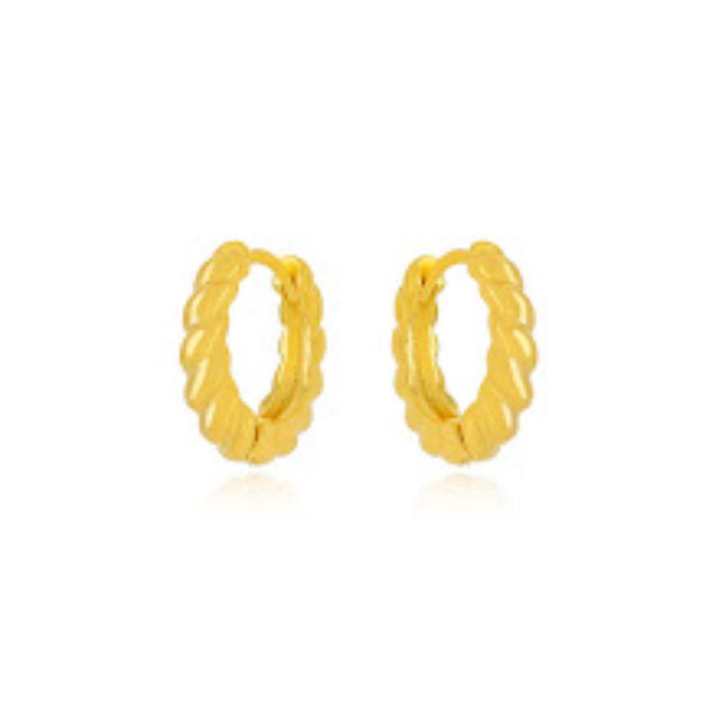 BRINCO ARGOLA TORCIDA EM BANHO DE OURO 18K