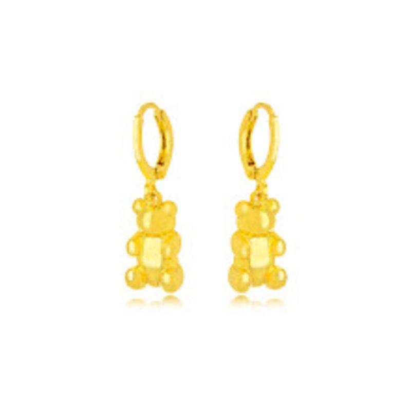 BRINCO ARGOLA URSO LISO EM BANHO DE OURO 18K