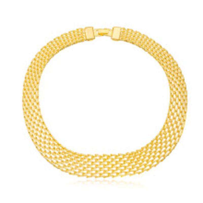 COLAR CHOKER DETALHADA LISA EM BANHO DE OURO 18K