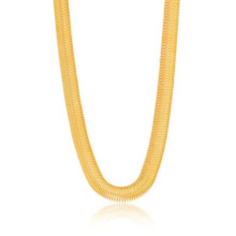 COLAR CHOKER MALHA ROLIÇA EM BANHO DE OURO 18K