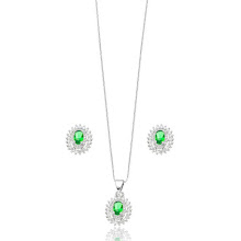 CONJUNTO OVAL CRAVEJADO ESMERALDA
