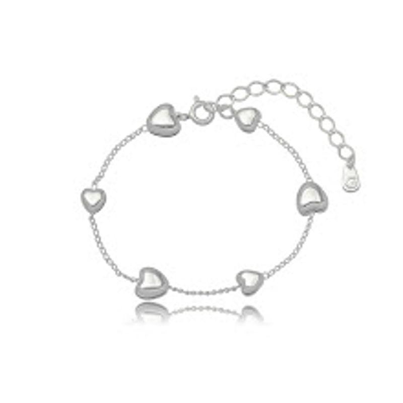 PULSEIRA CORAÇÃO LISO EM BANHO DE RÓDIO BRANCO