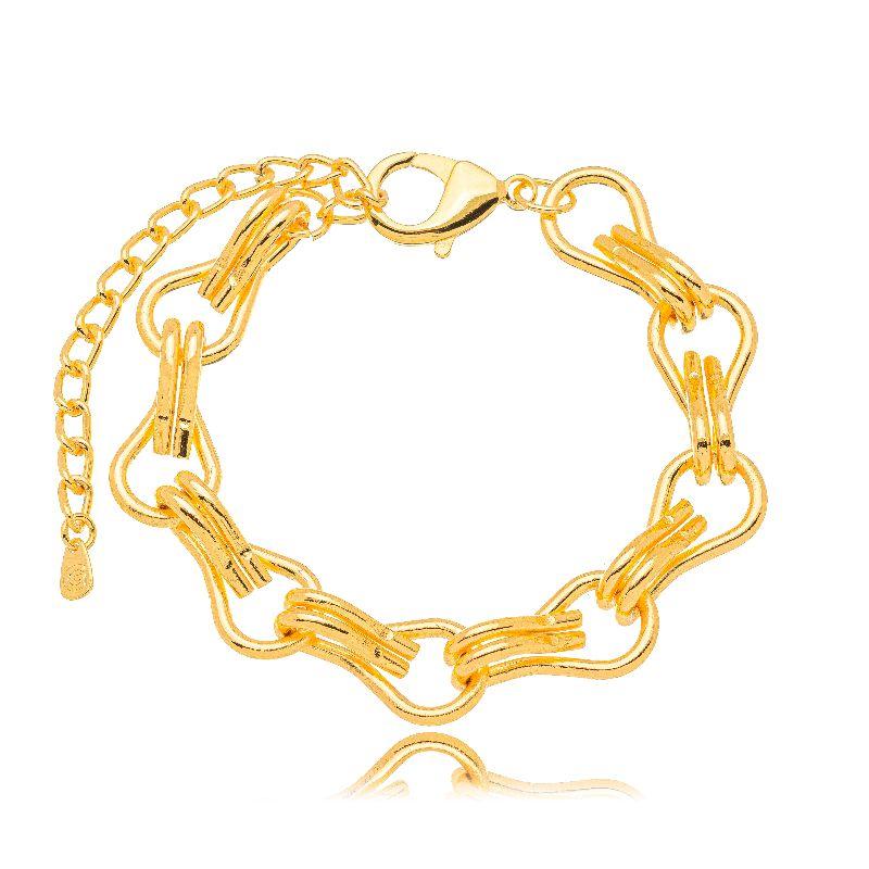 PULSEIRA ELOS LISOS EM BANHO DE OURO 18K
