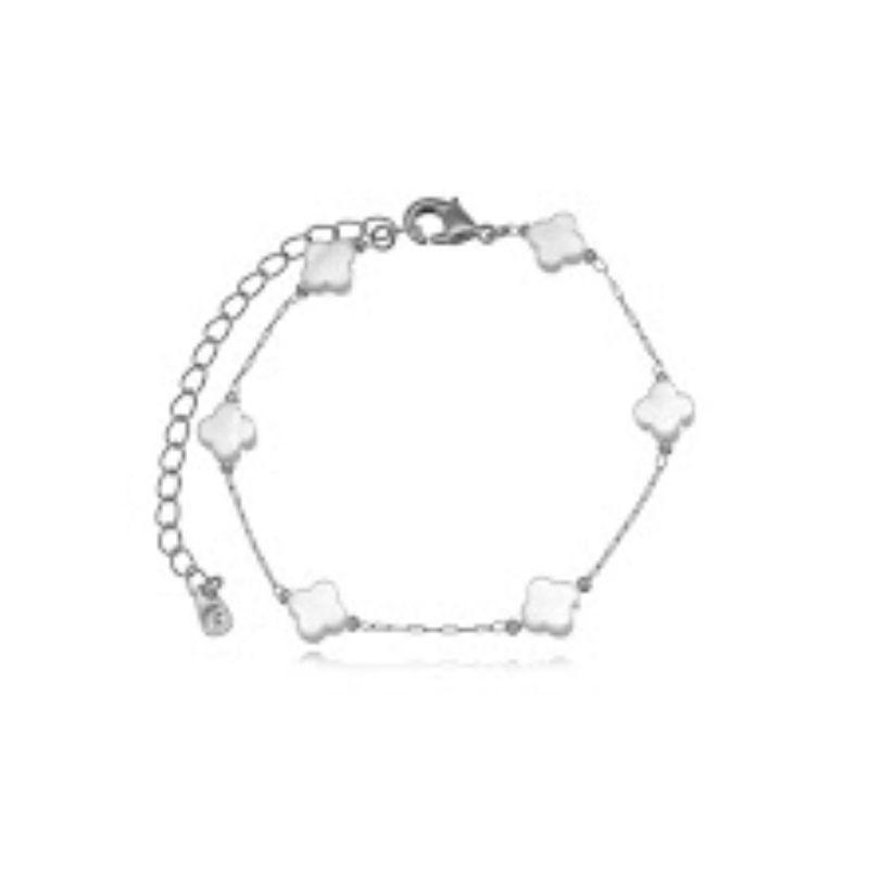 PULSEIRA TREVO MADREPEROLA EM BANHO DE RÓDIO BRANCO
