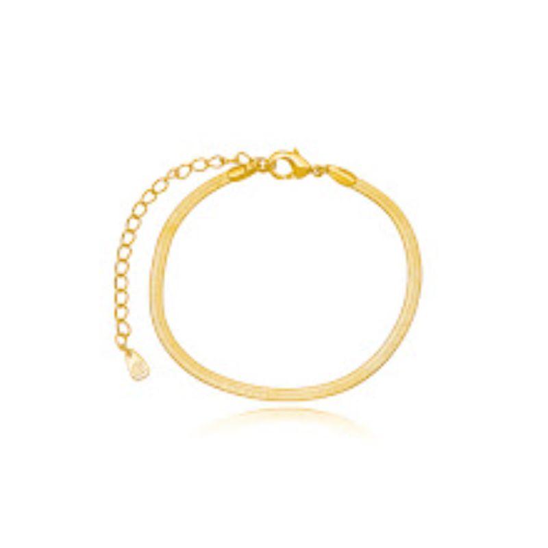 TORNOZELEIRA FITA LISA EM BANHO DE OURO 18K