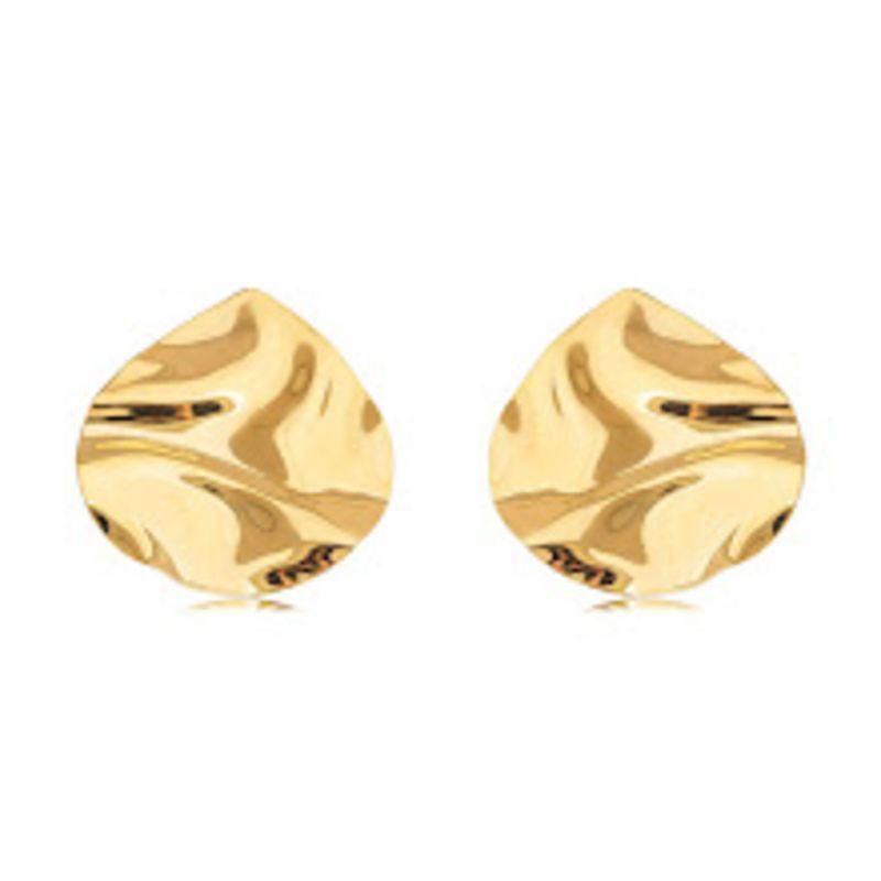 BRINCO ORGÂNICO GOTA LISO EM BANHO DE OURO 18K