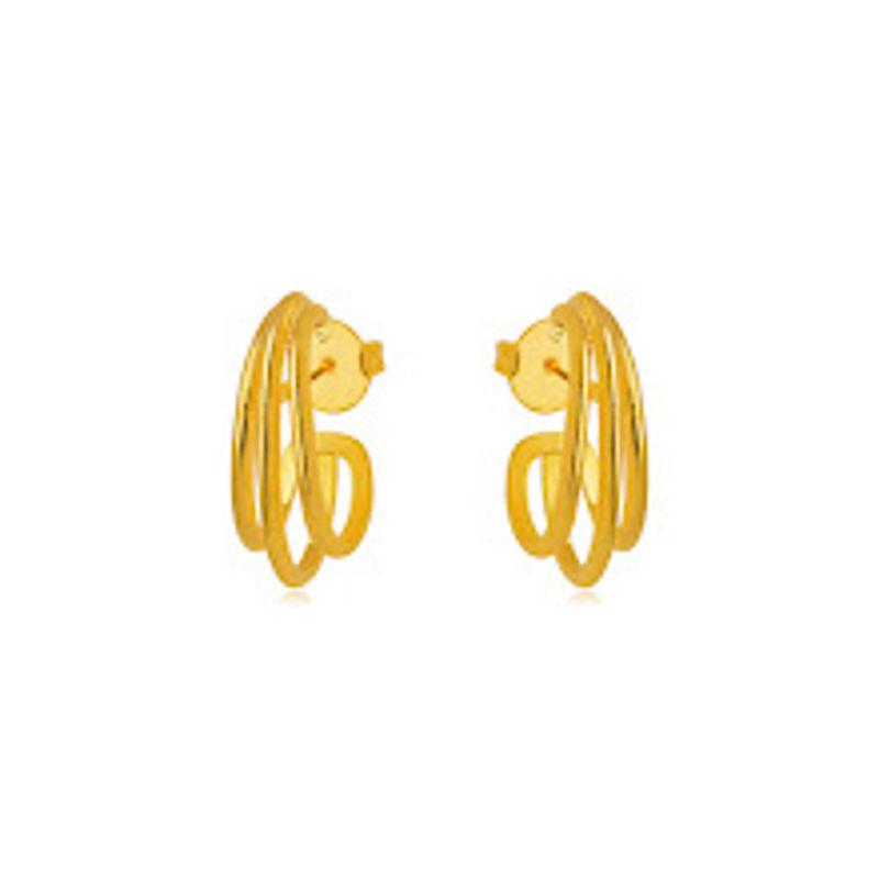 BRINCO EAR HOOK FILEIRAS LISA EM BANHO DE OURO 18K