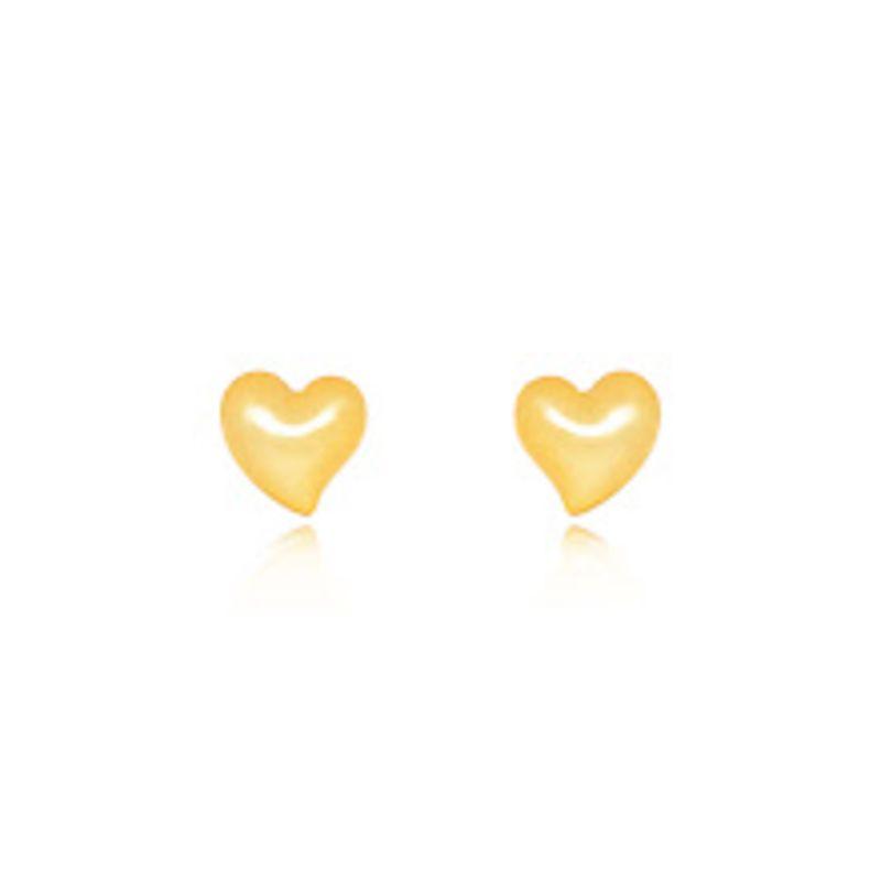 BRINCO CORAÇÃO FOSCO LISO EM BANHO DE OURO 18K