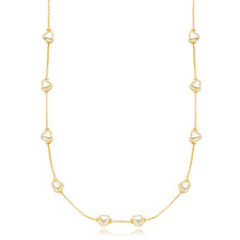 COLAR CORAÇÃO PÉROLA EM BANHO DE OURO 18K