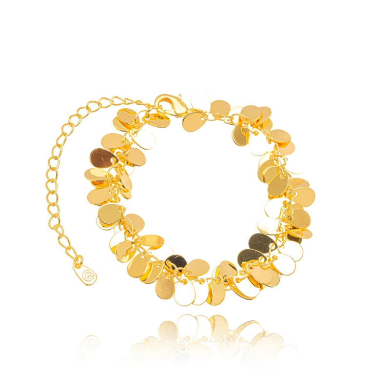 PULSEIRA MEDALHAS LISAS EM BANHO DE OURO 18K