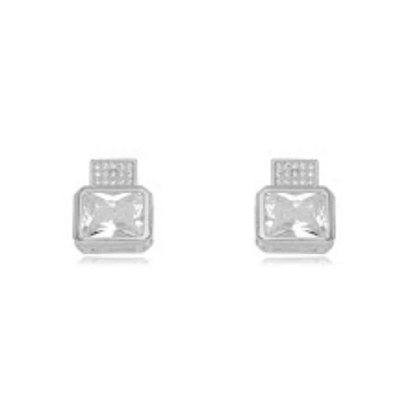 BRINCO CRISTAL CRAVEJADO EM BANHO DE RÓDIO BRANCO