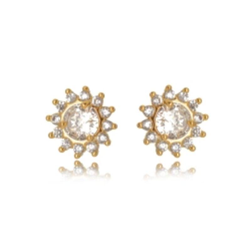 BRINCO FLO MICRO ZIRCÔNIA EM BANHO DE OURO 18K