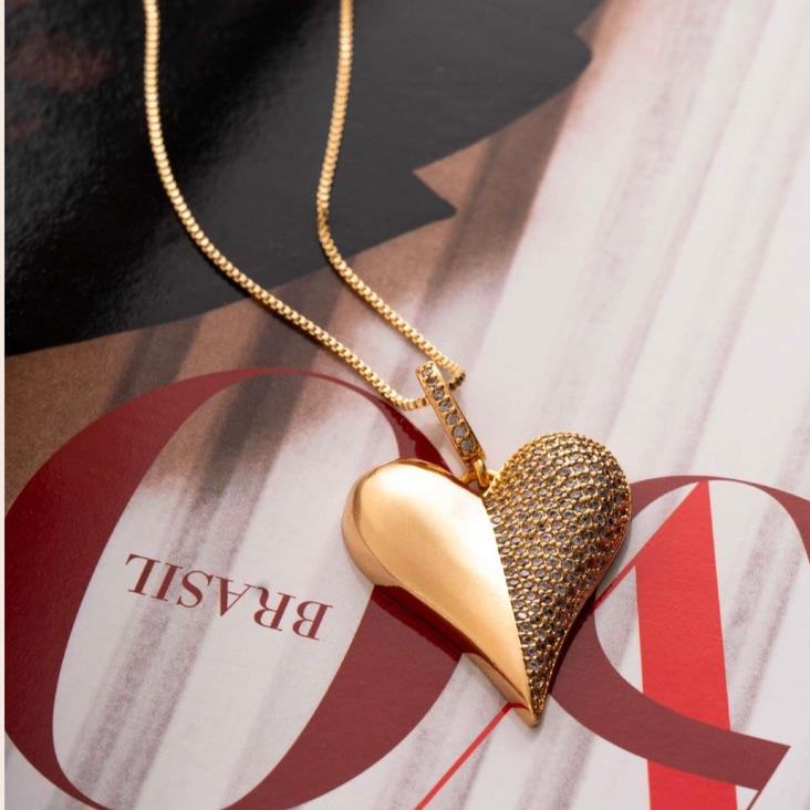 COLAR CORAÇÃO MICRO ZIRCÔNIA EM BANHO DE OURO 18K