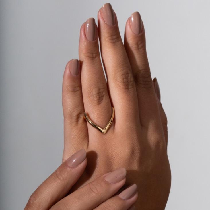 ANEL LISO EM BANHO DE OURO 18K