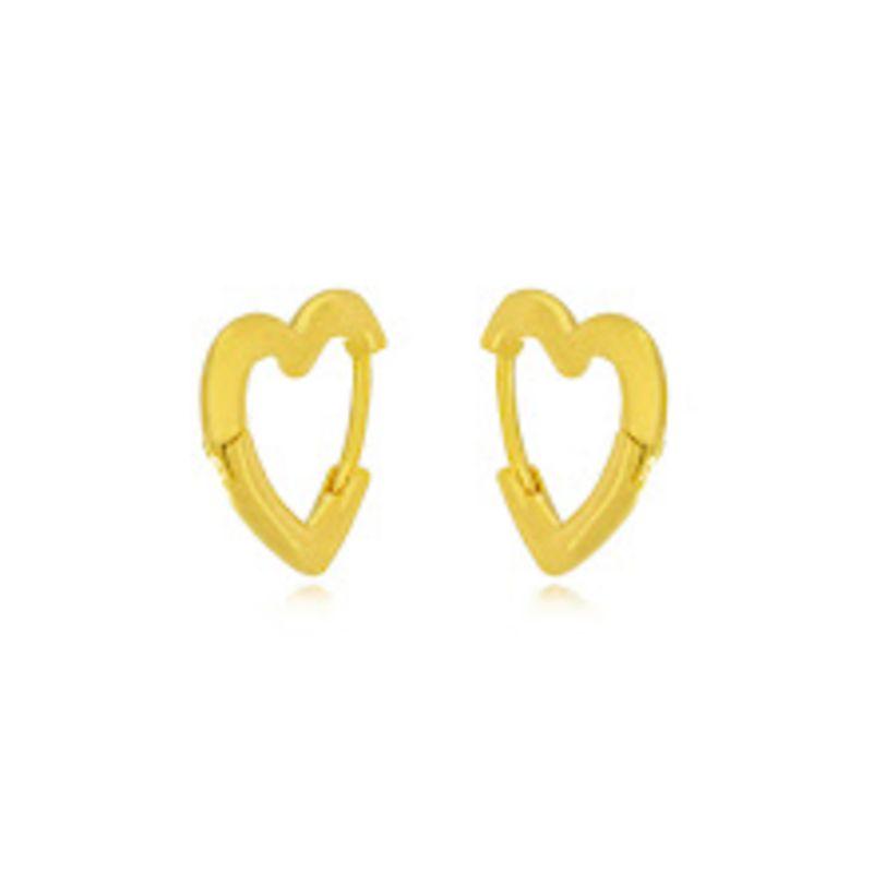 BRINCO ARGOLA CORAÇÃO LISO EM BANHO DE OURO 18K