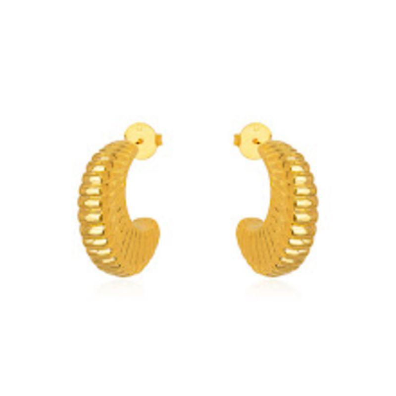 BRINCO ARGOLA MEIA LUA EM BANHO DE OURO 18K