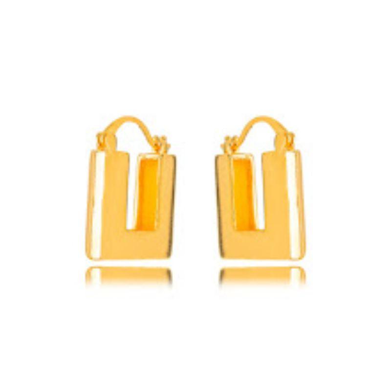 BRINCO ARGOLA QUADRADA LISA EM BANHO DE OURO 18K