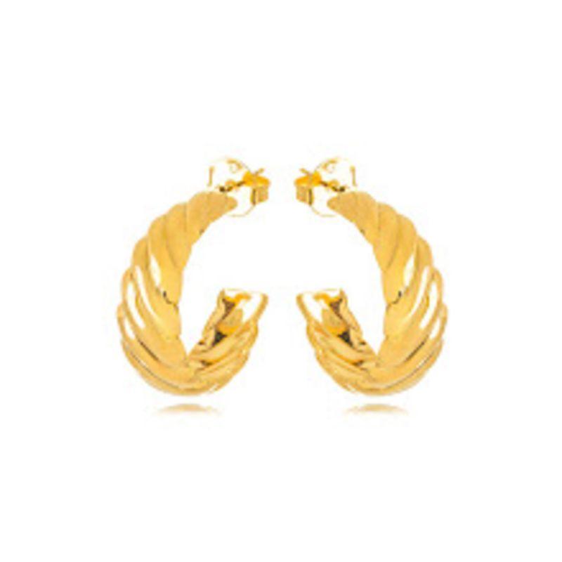 BRINCO ARGOLA TORCIDA EM BANHO DE OURO 18K