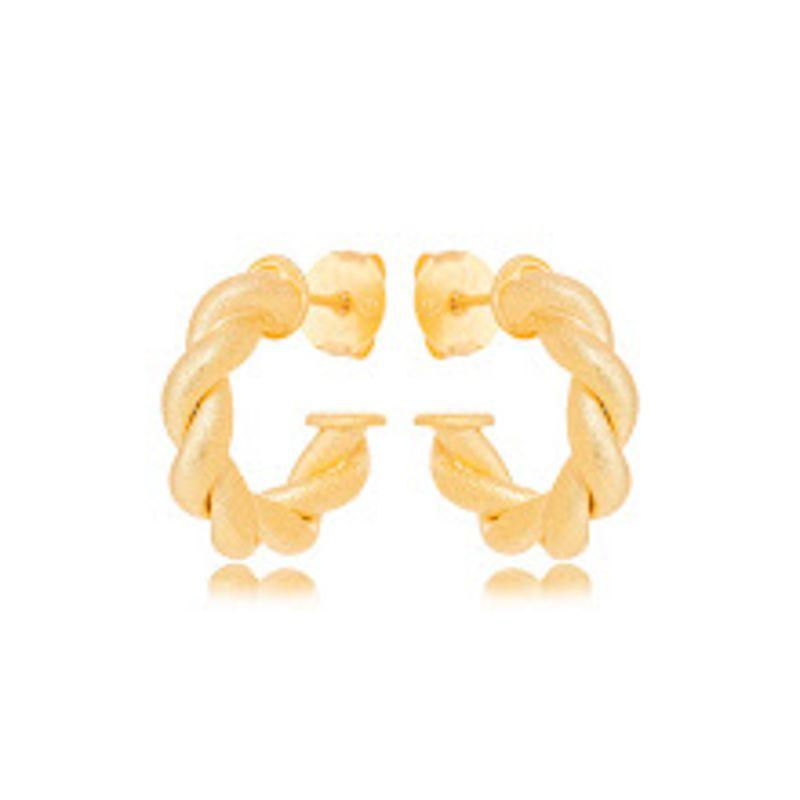 BRINCO ARGOLA TORCIDA FOSCA EM BANHO DE OURO 18K