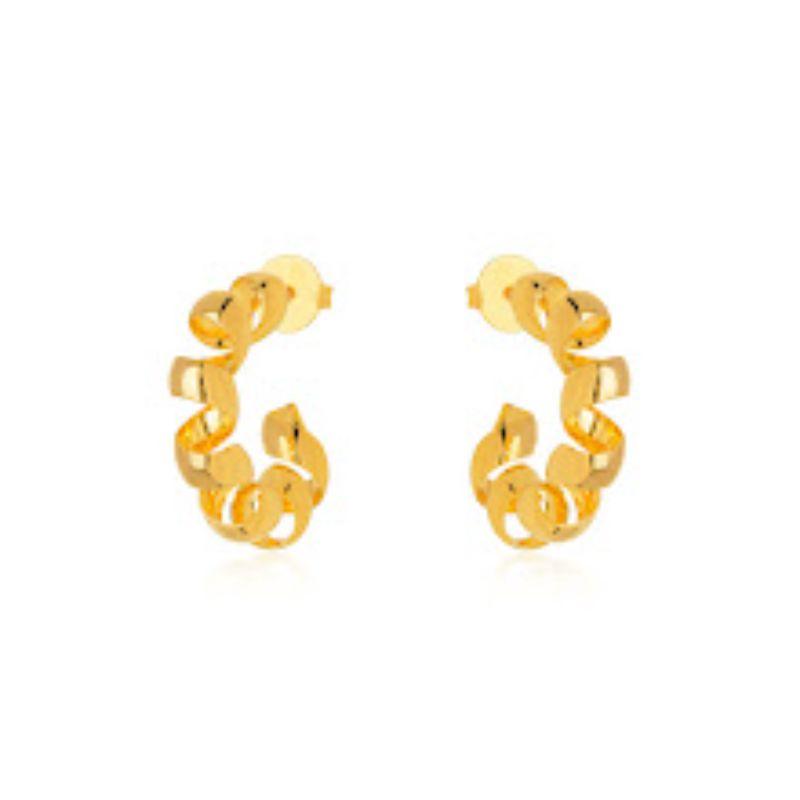 BRINCO ARGOLA TORCIDA LISA EM BANHO DE OURO 18K