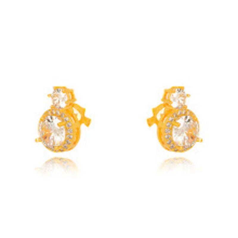 BRINCO DE PRESSÃO CRAVEJADO CRISTAL EM BANHO DE OURO 18K