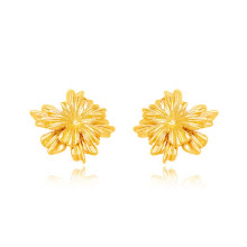 BRINCO FLOR ORGÂNICA EM BANHO DE OURO 18K