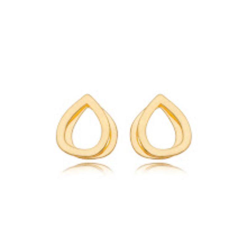 BRINCO GOTA VAZADA LISA EM BANHO DE OURO 18K