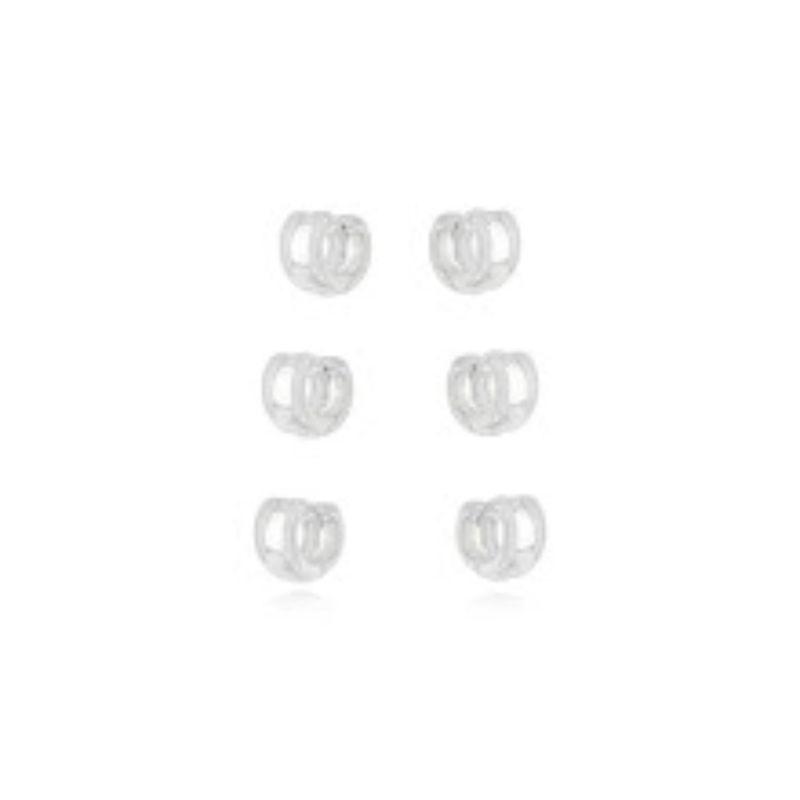 BRINCO TRIO ARGOLA LISA EM BANHO DE OURO 18K