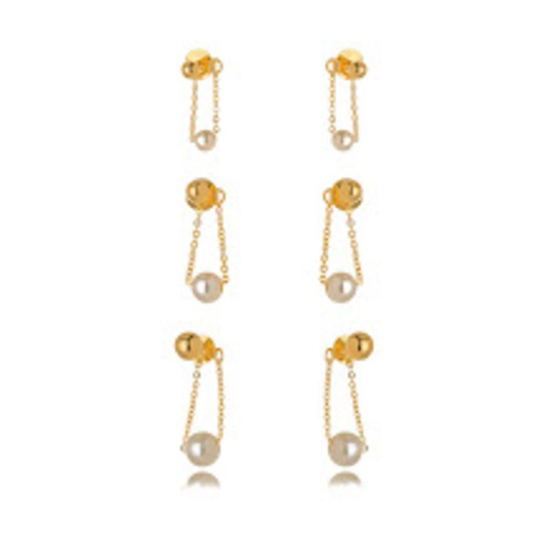 BRINCO TRIO PÉROLA EM BANHO DE OURO 18K