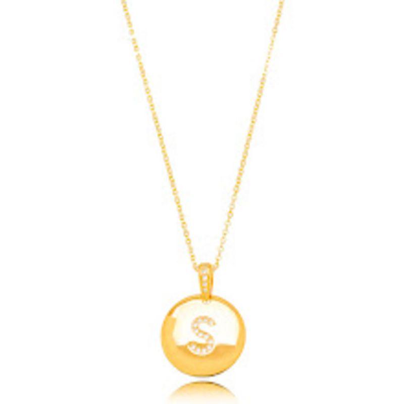 COLAR MEDALHA LETRA S EM BANHO DE OURO 18K