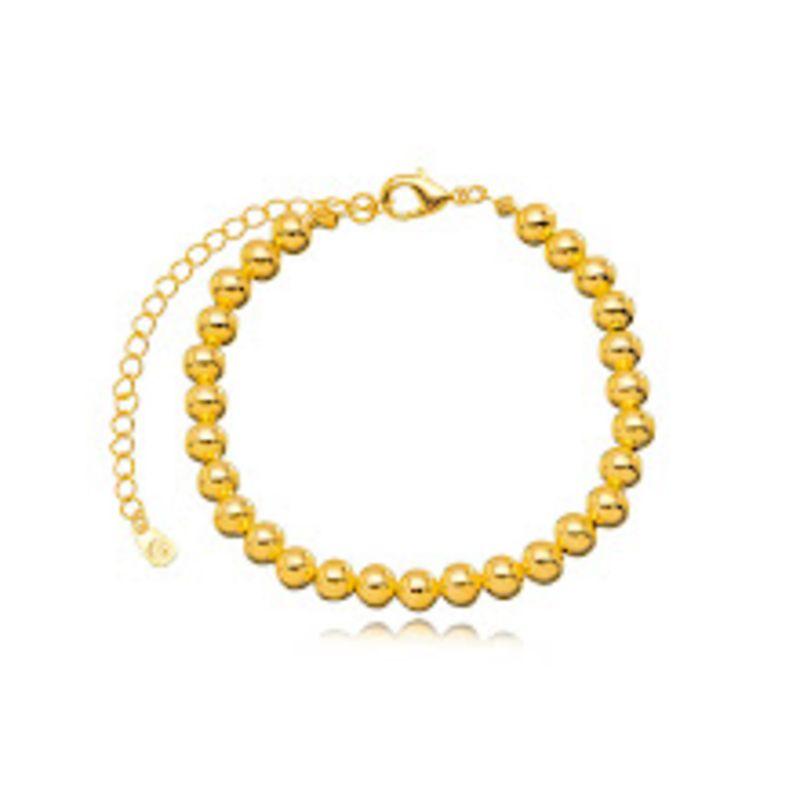 PULSEIRA ESFERAS LISA EM BANHO DE OURO 18K