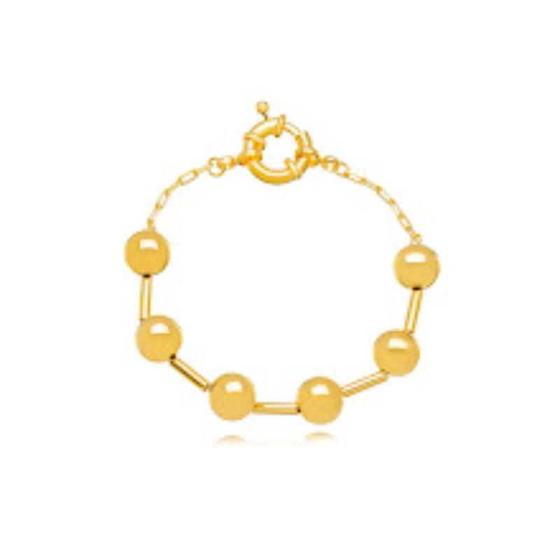 PULSEIRA CANUTILHO E BOLAS EM BANHO DE OURO 18K