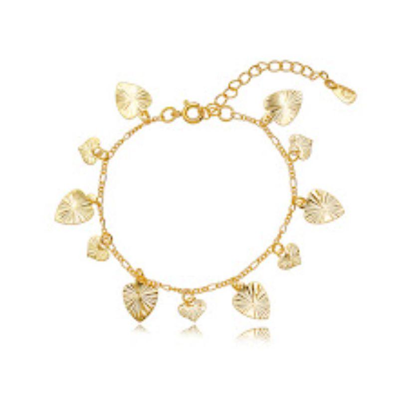 PULSEIRA CORAÇÕES DETALHADOS EM BANHO DE OURO 18K