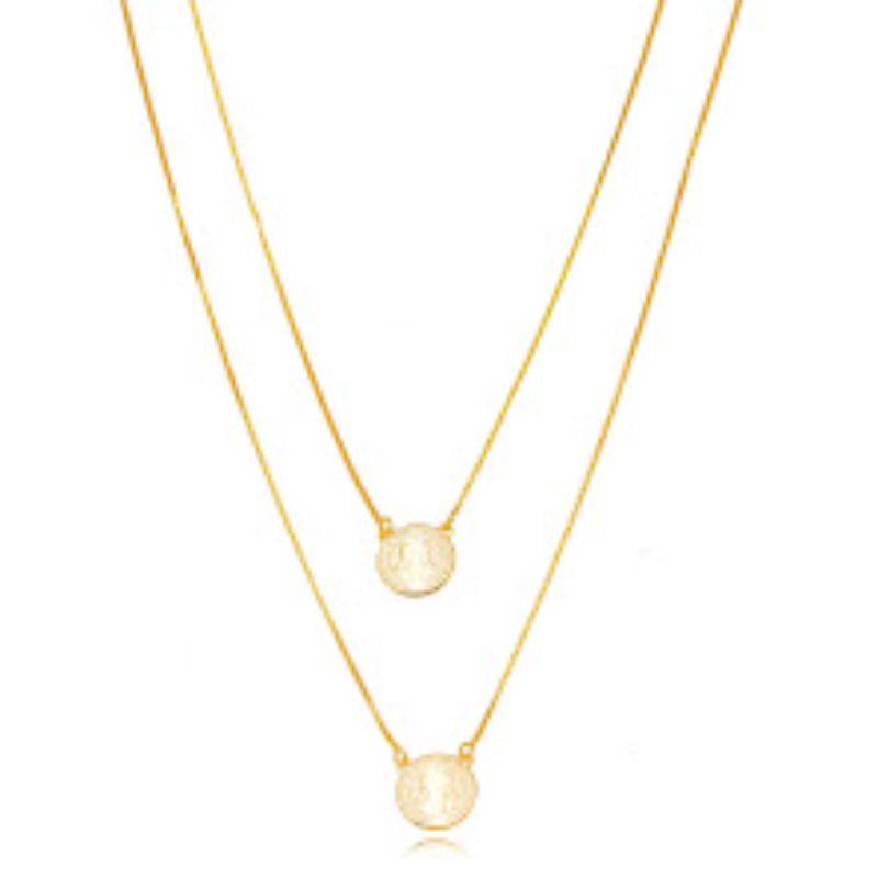 COLAR ESCAPULÁRIO SÃO BENTO LISO EM BANHO DE OURO 18K