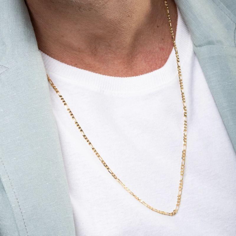 COLAR MASCULINO ELO 3X1 LISO EM BANHO DE OURO 18K