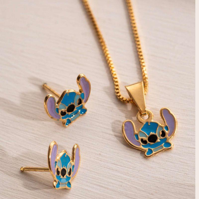 CONJUNTO STITCH INFANTIL EM BANHO DE OURO 18K