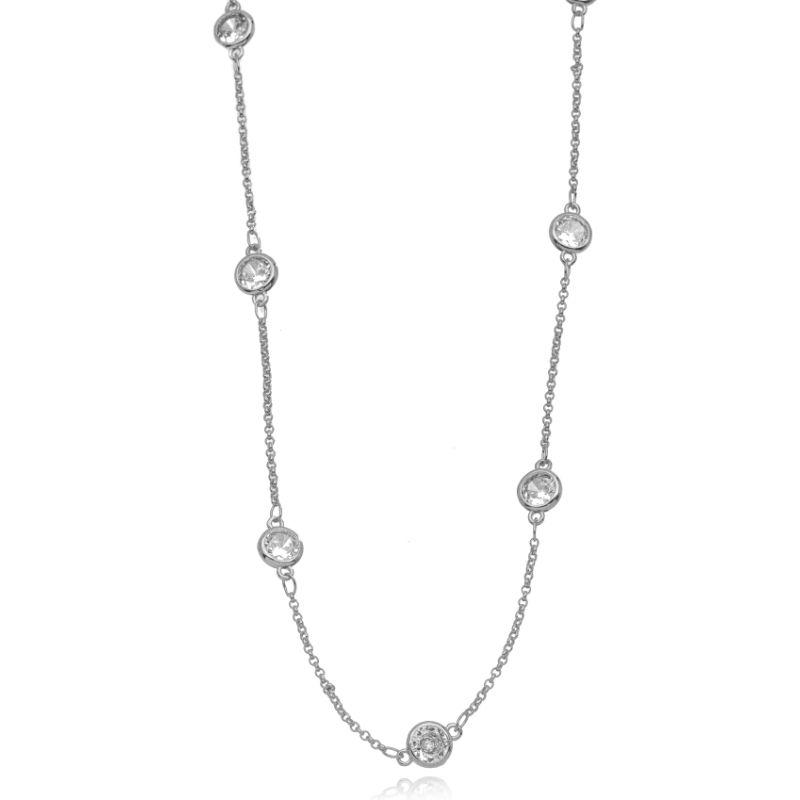 COLAR CHOKER CRISTAIS EM BANHO DE RÓDIO BRANCO