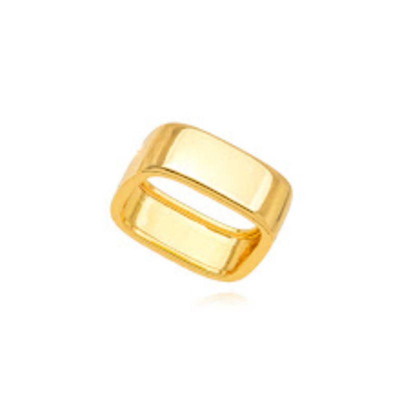 ANEL QUADRADO LISO EM BANHO DE OURO 18K