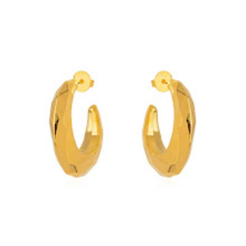 BRINCO ARGOLA DETALHADA EM BANHO DE OURO 18K