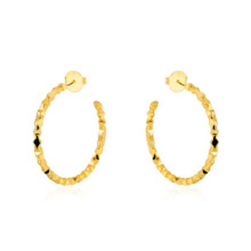 BRINCO ARGOLA DIAMANTADO EM BANHO DE OURO 18K